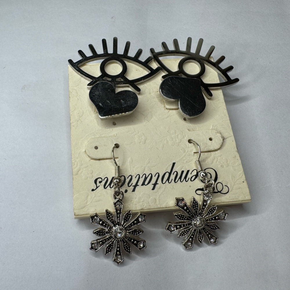2 pairs , Eye earrings and Sunburst Oval  ,